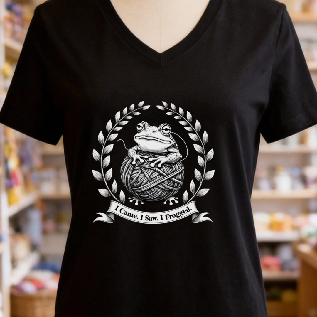 I came, I saw, I Frogged V-Neck T-Shirt Black t-shirt