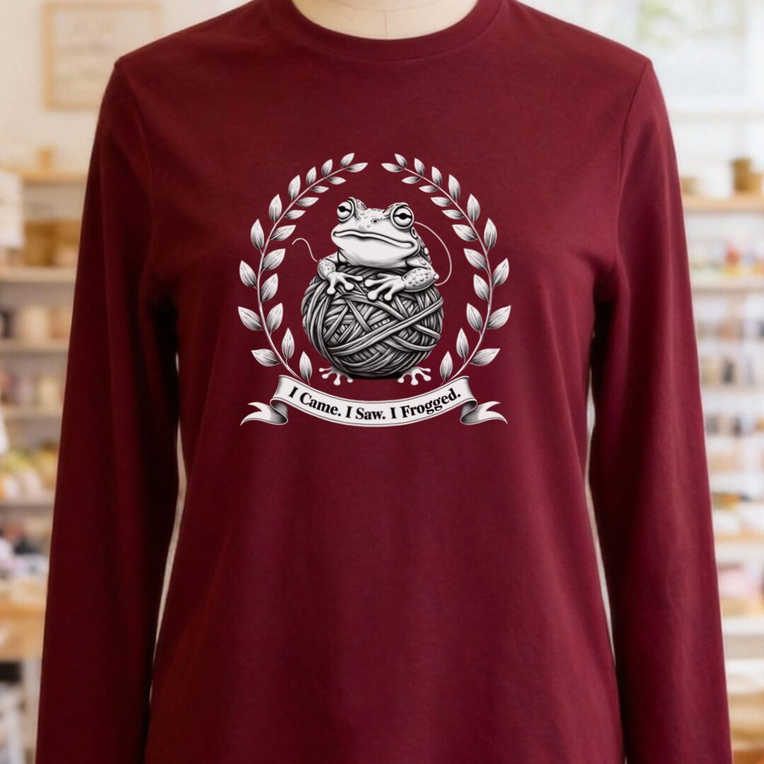 I came, I saw, I Frogged Long Sleeve Tee Maroon t-shirt