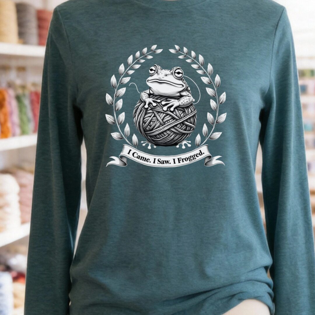 I came, I saw, I Frogged Long Sleeve Tee Heather Deep Teal t-shirt