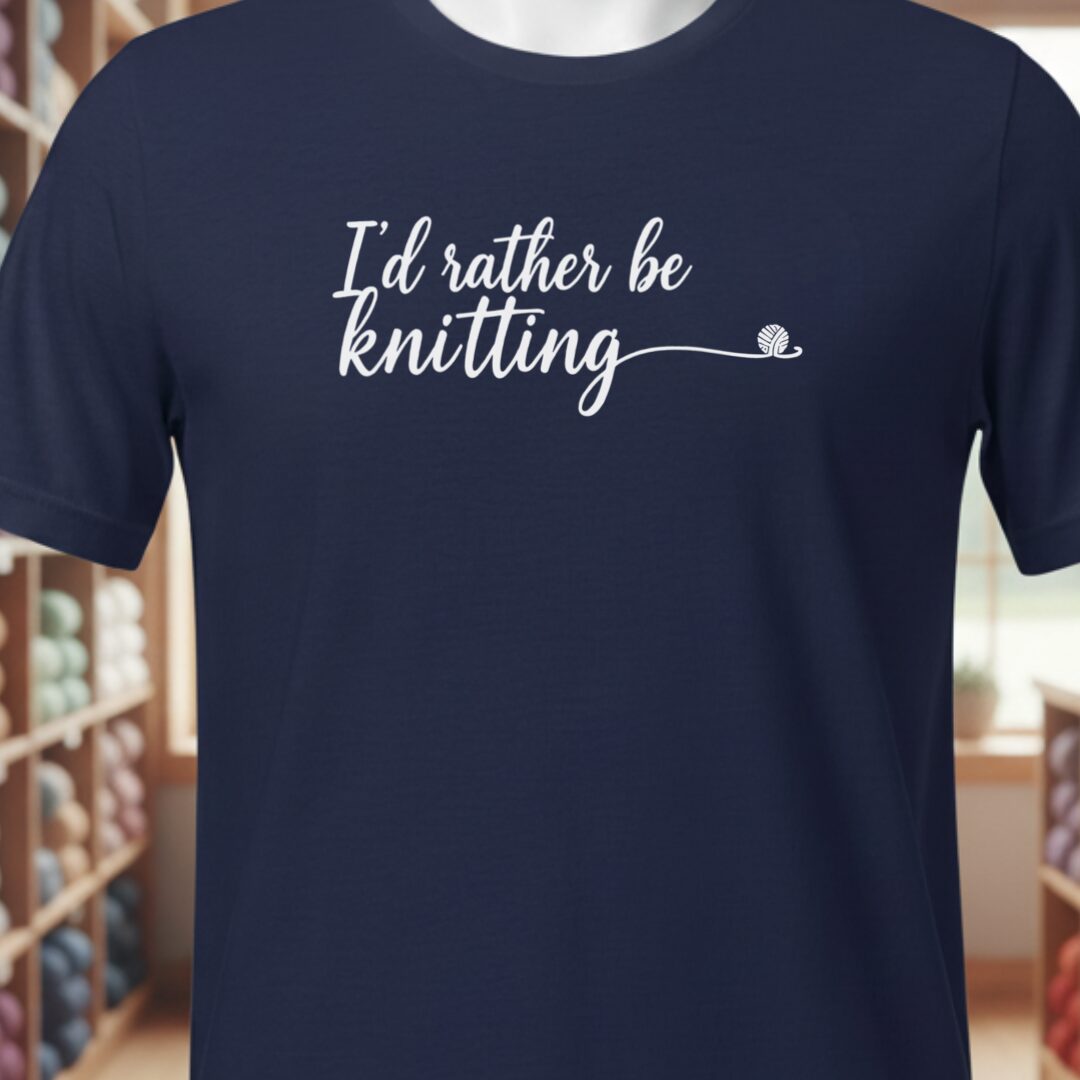 I'd Rather Be Knitting T-Shirt Navy t-shirt