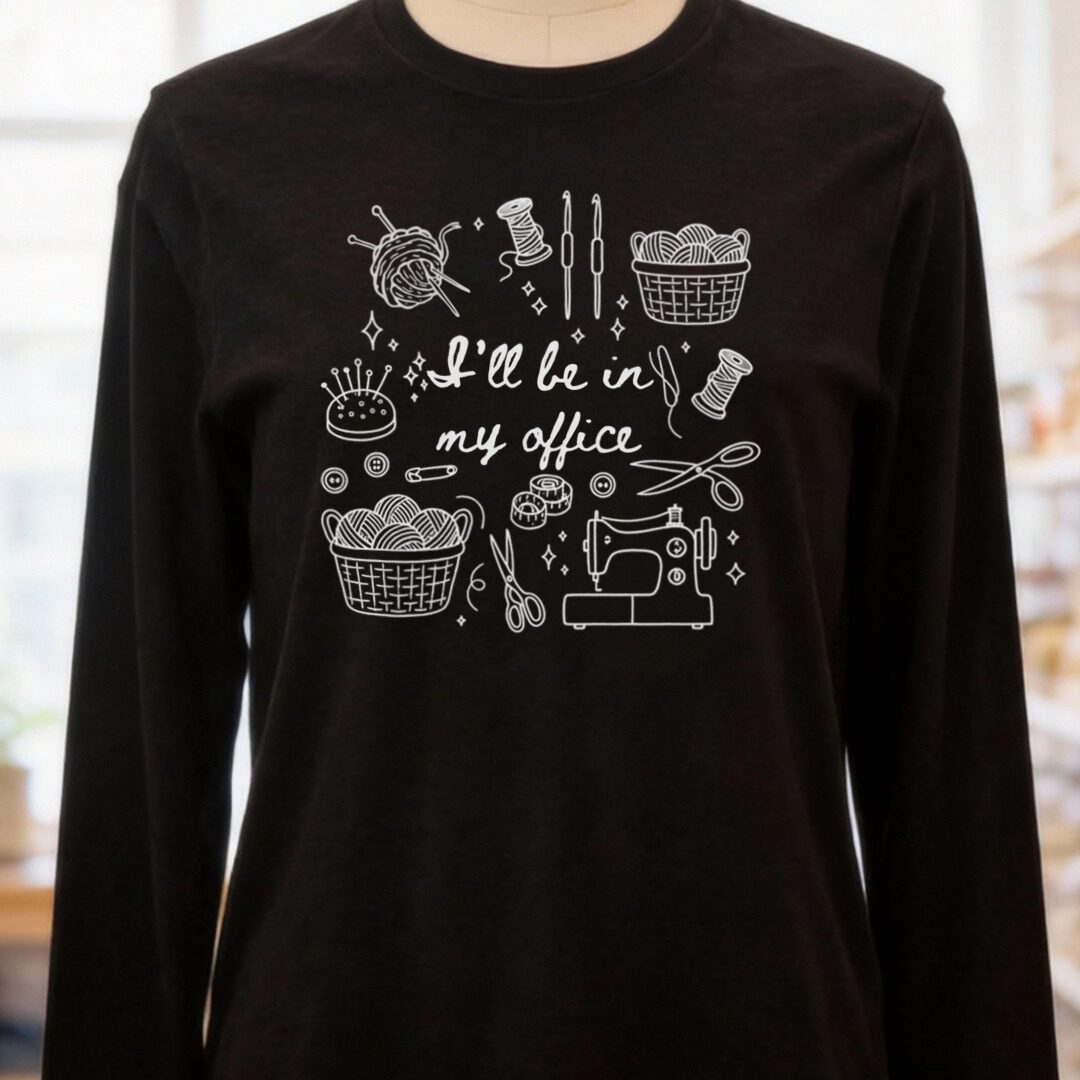 I'll Be In My Office Long Sleeve Tee Black Heather t-shirt
