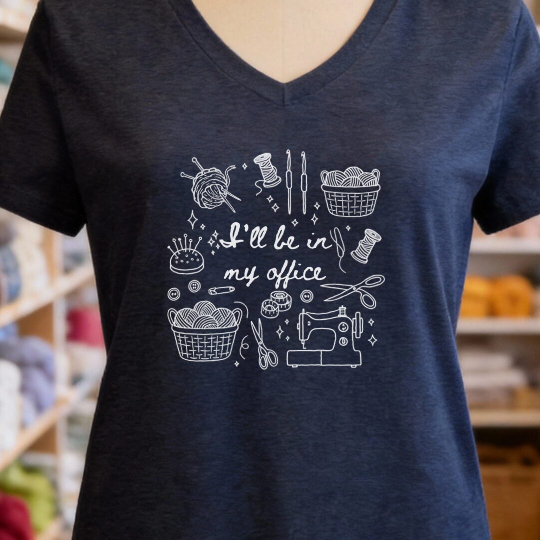 I'll Be In My Office V-Neck T-Shirt Navy t-shirt
