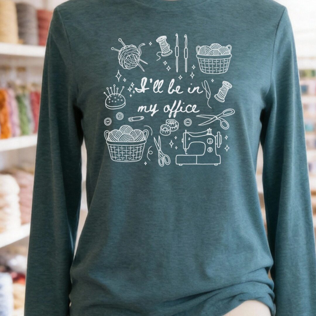 I'll Be In My Office Long Sleeve Tee Heather Deep Teal t-shirt