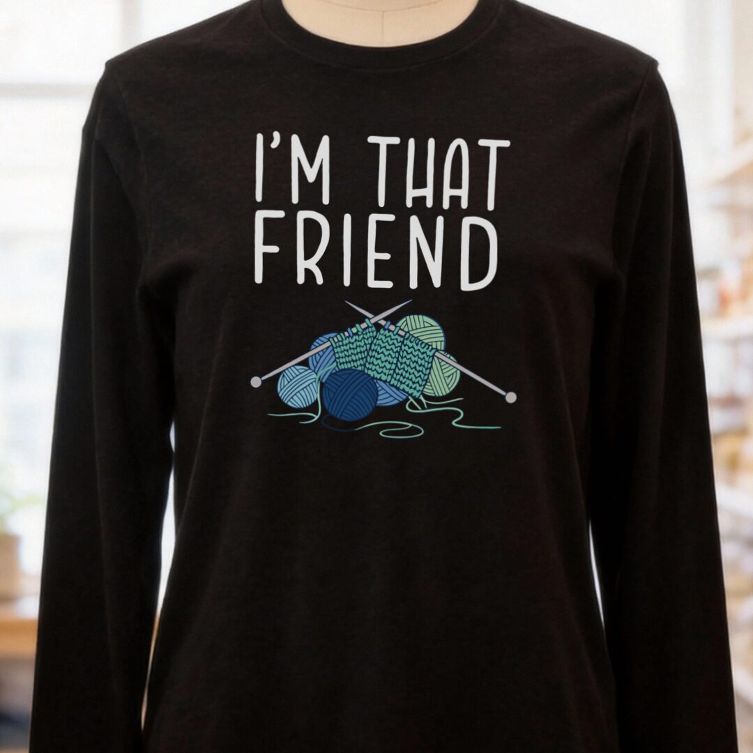 I'm That Knitting Friend Long Sleeve Tee Black Heather t-shirt