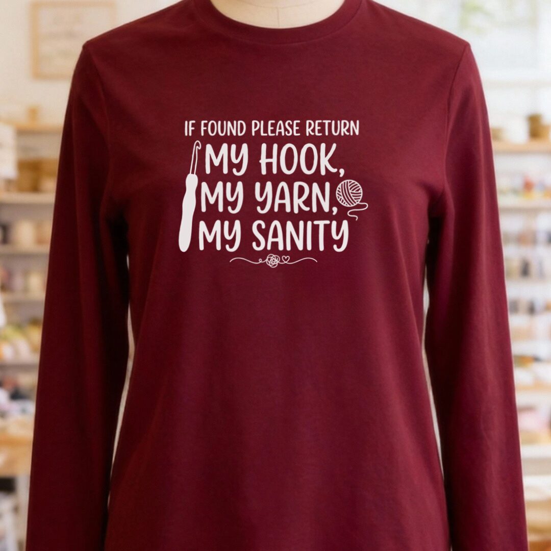 If Found Long Sleeve Tee Maroon t-shirt