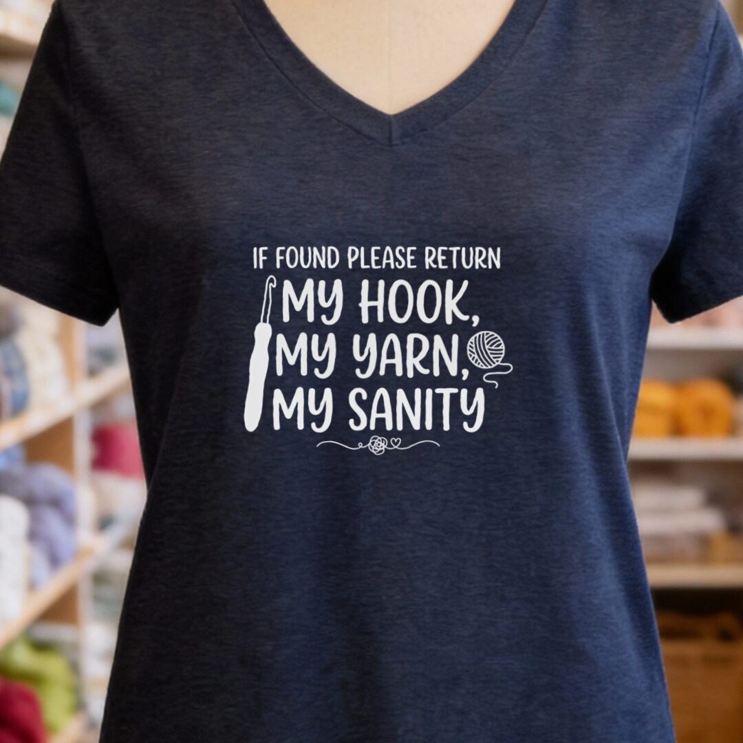 If Found V-Neck T-Shirt Navy t-shirt