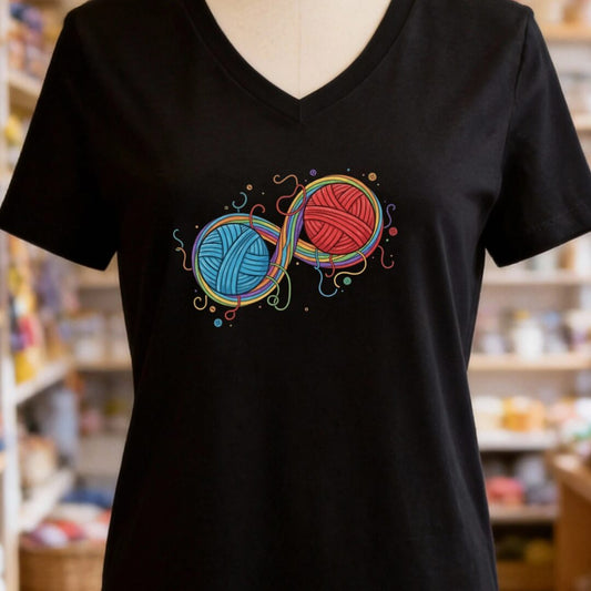 Infinity Yarn V-Neck T-Shirt Black t-shirt