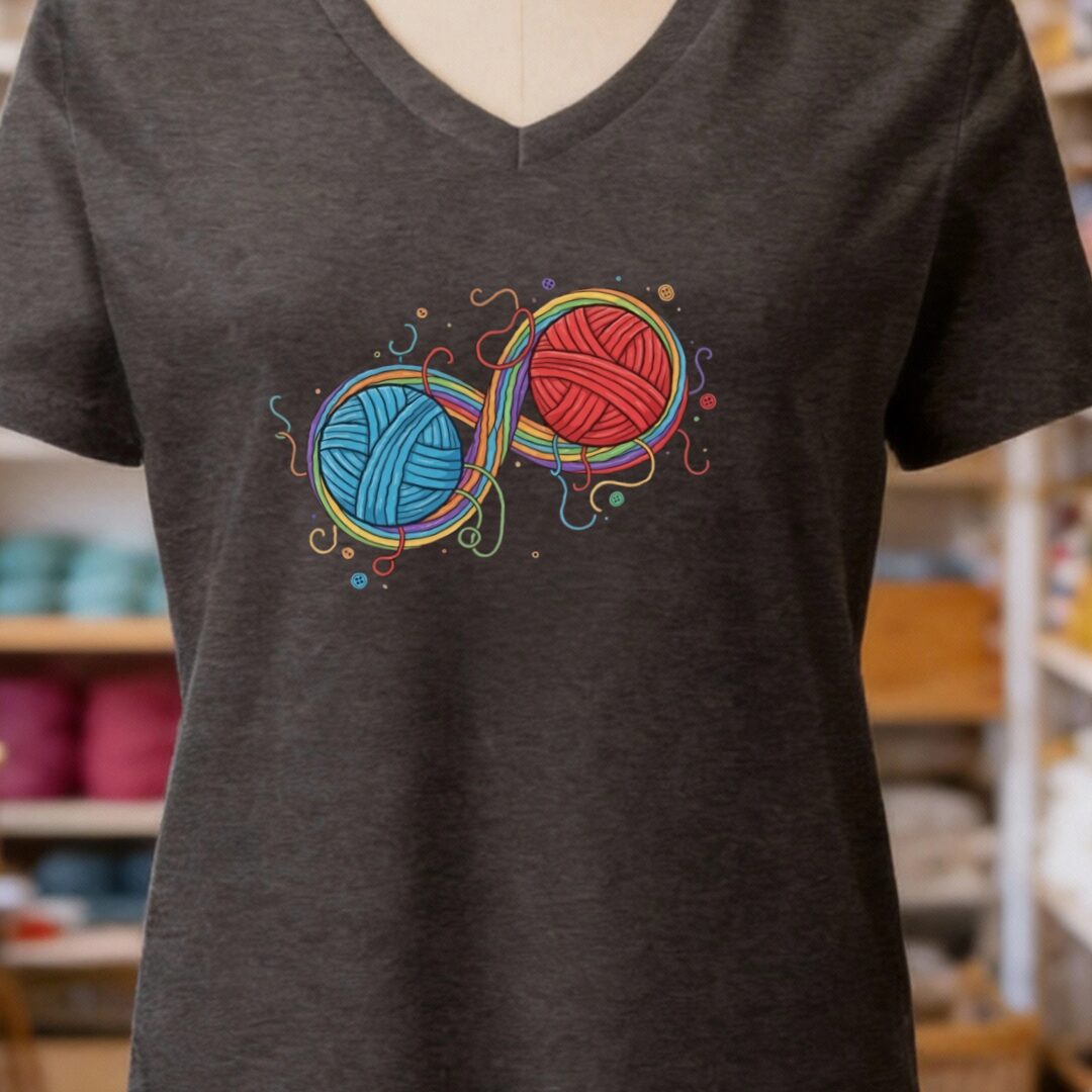 Infinity Yarn V-Neck T-Shirt Dark Grey t-shirt