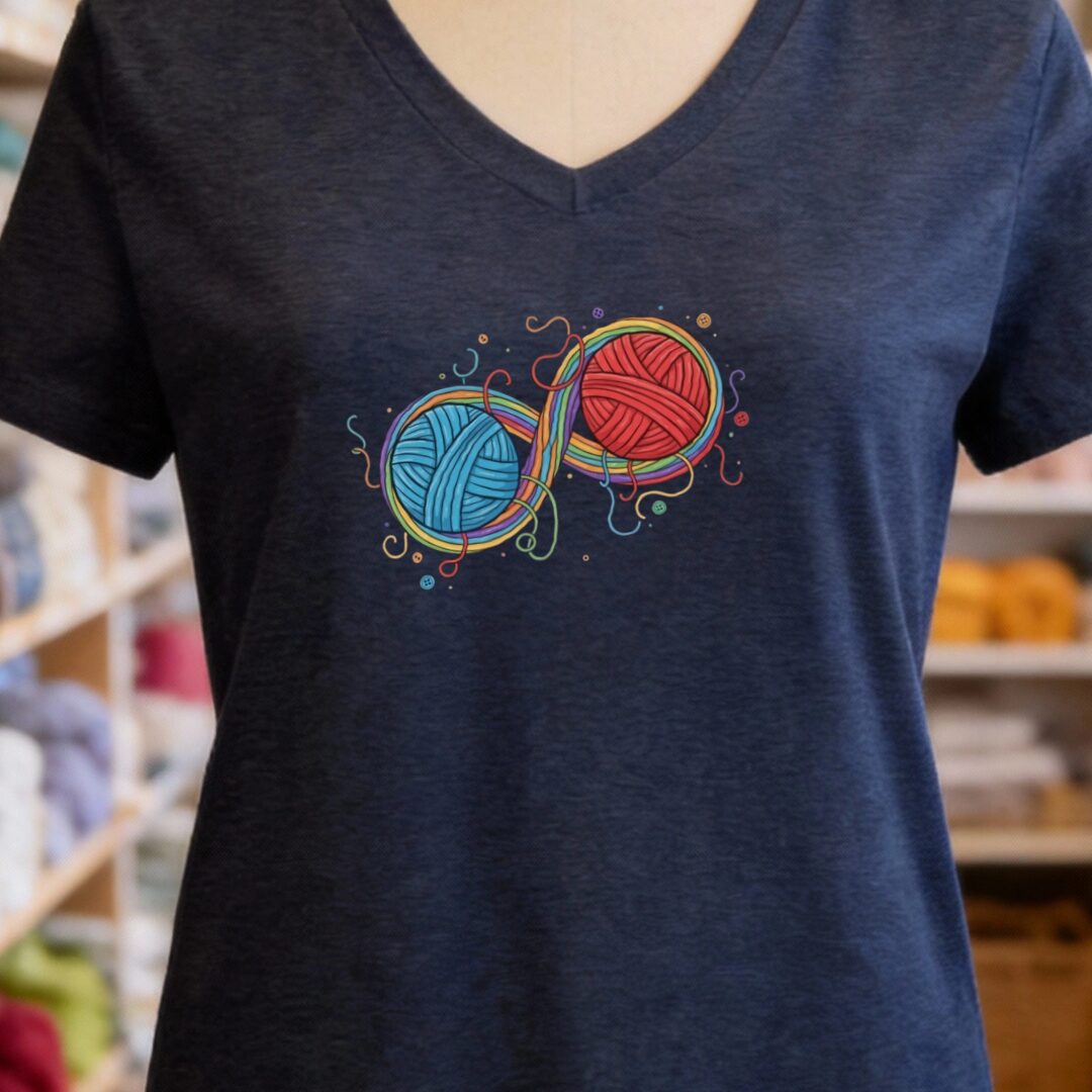 Infinity Yarn V-Neck T-Shirt Navy t-shirt