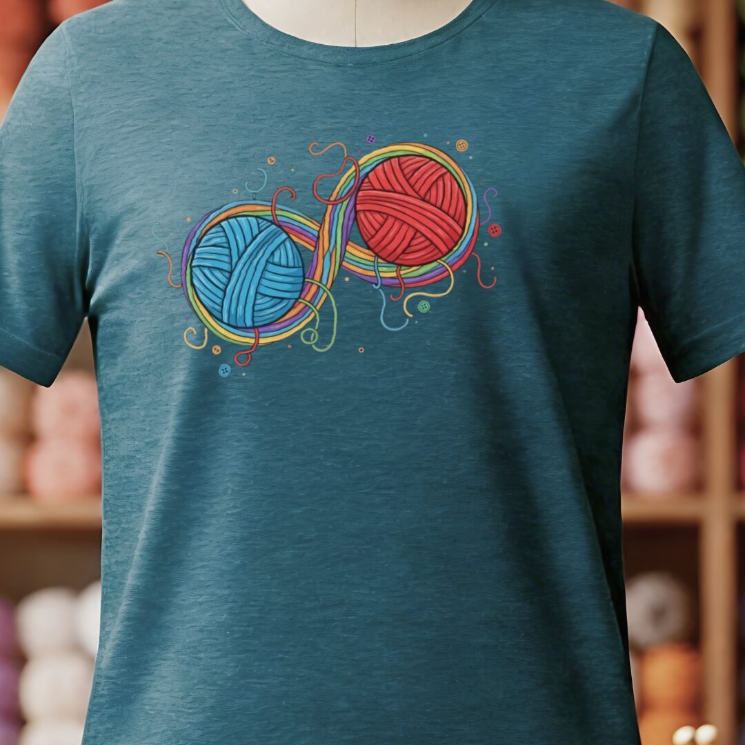 Infinity Yarn T-Shirt Teal Blue t-shirt