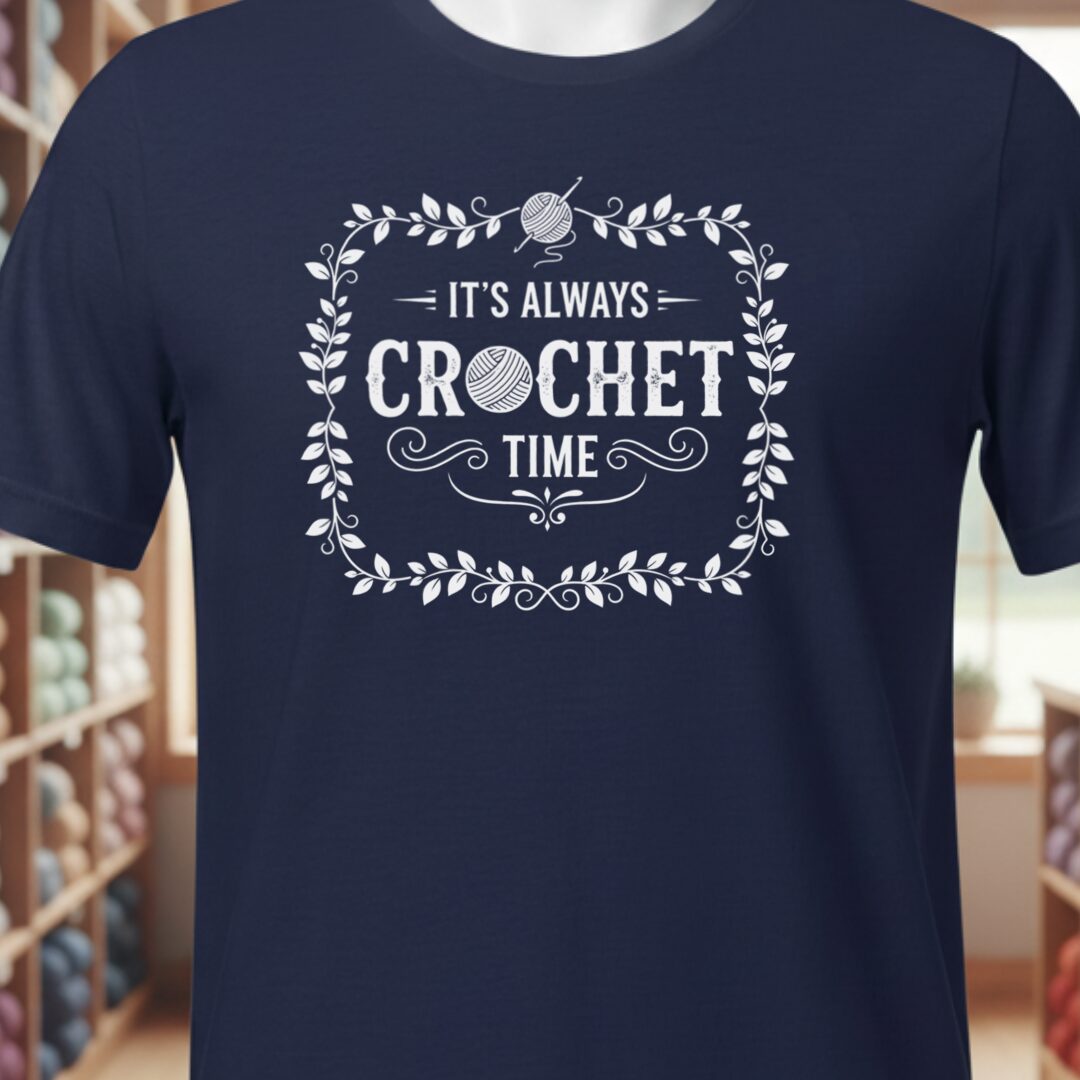 It's Always Crochet Time T-Shirt Navy t-shirt