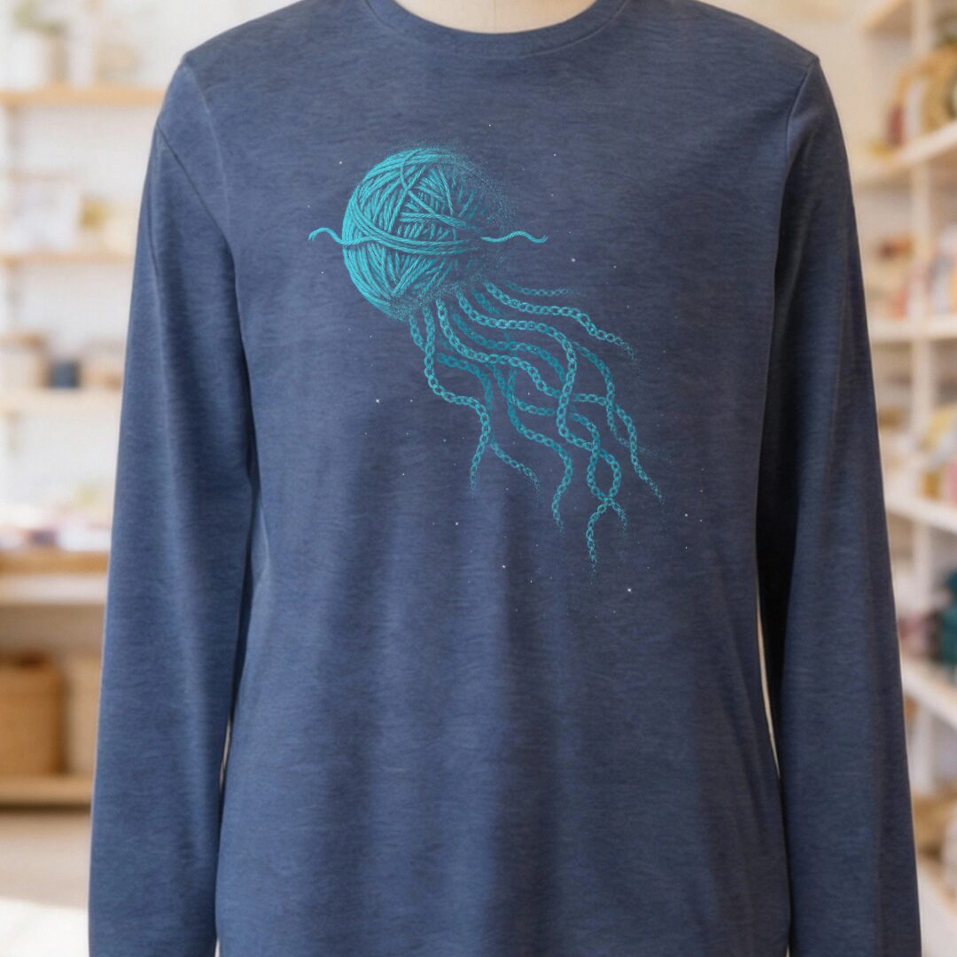 Jellyfish Heather Navy Long Sleeve Tee.jpg