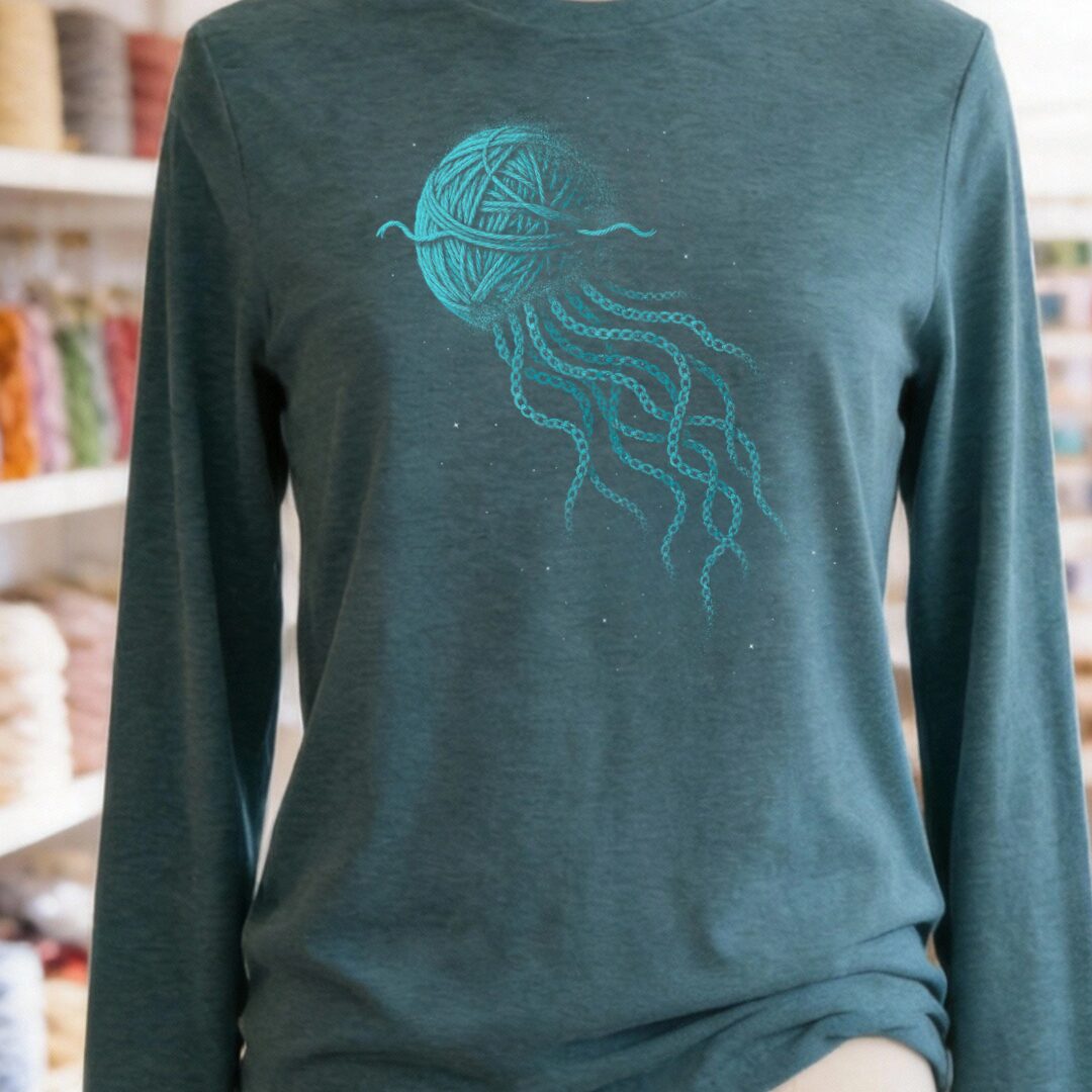 Jellyfish Teal Blue Long Sleeve Tee.jpg