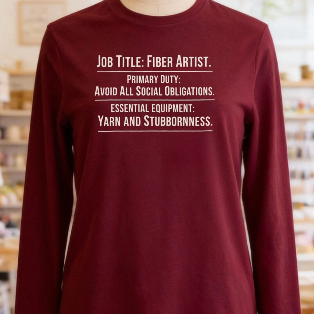 Job Title Long Sleeve Tee Maroon t-shirt
