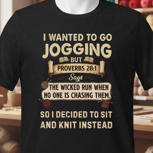 Jogging Proverb 28:1 T-Shirt Black t-shirt