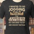 Jogging Proverb 28:1 (Crochet) T-Shirt Dark Grey t-shirt