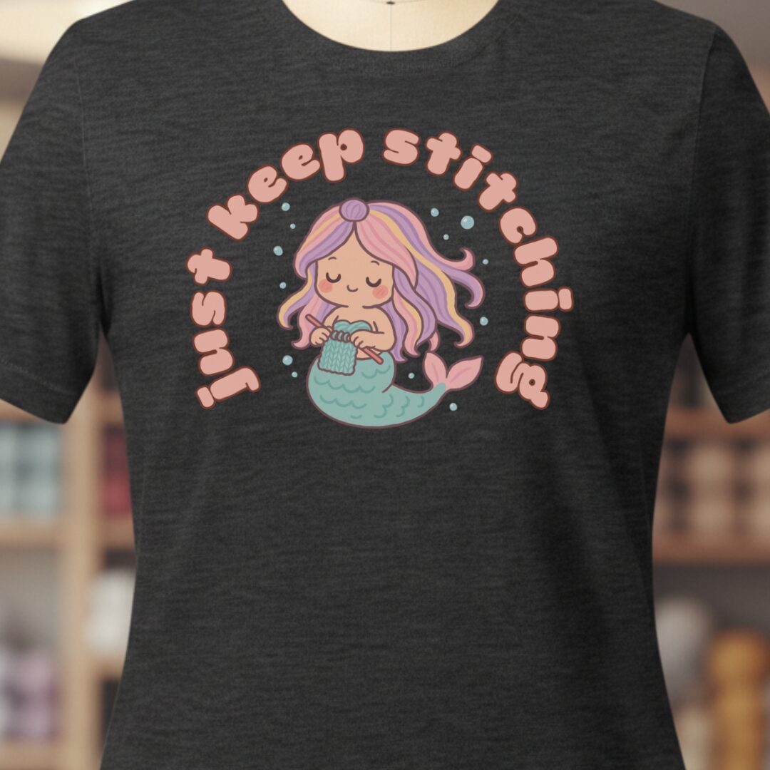 Just Keep Stitching Mermaid T-Shirt Dark Grey t-shirt