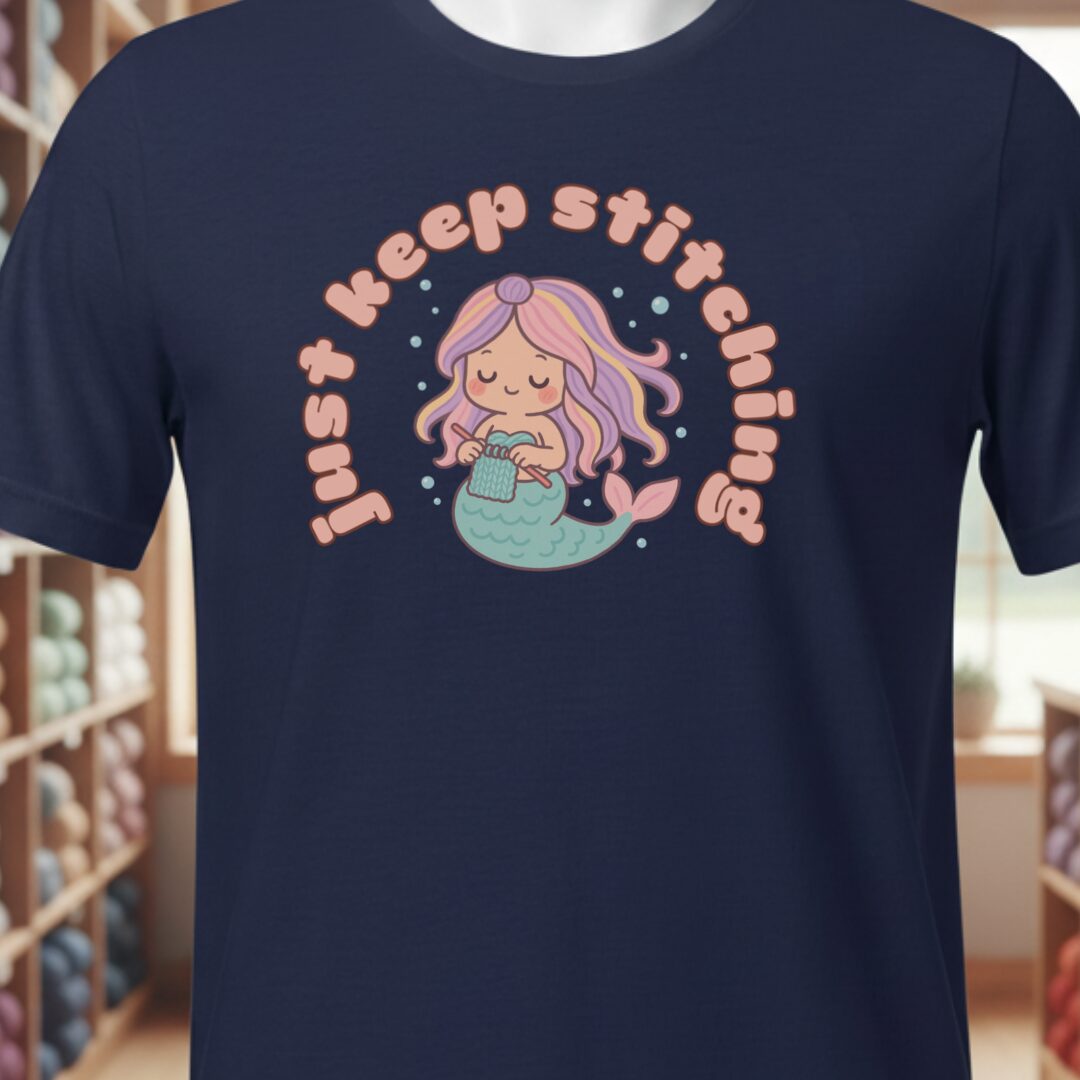Just Keep Stitching Mermaid T-Shirt Navy t-shirt