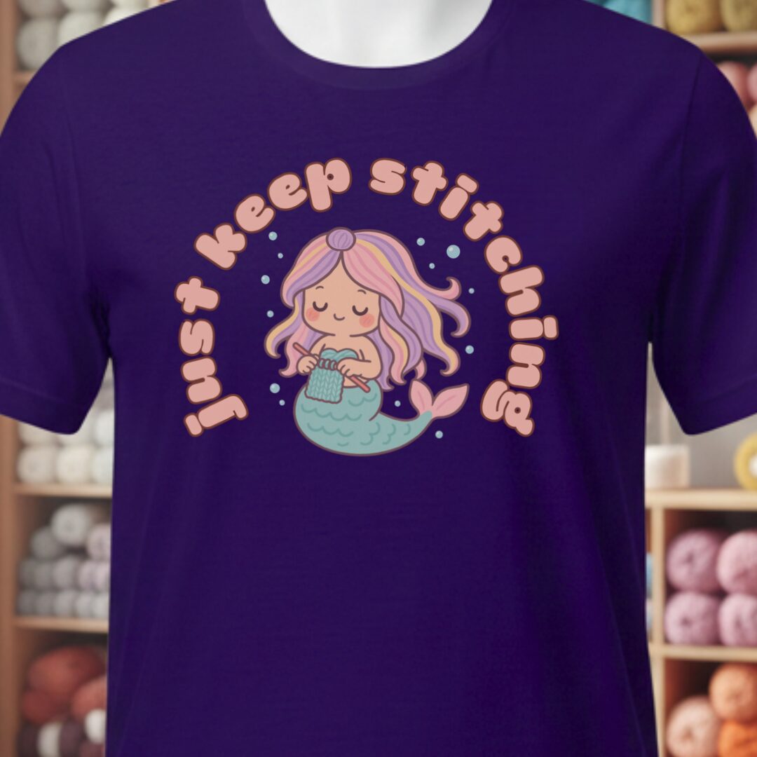 Just Keep Stitching Mermaid T-Shirt Purple t-shirt