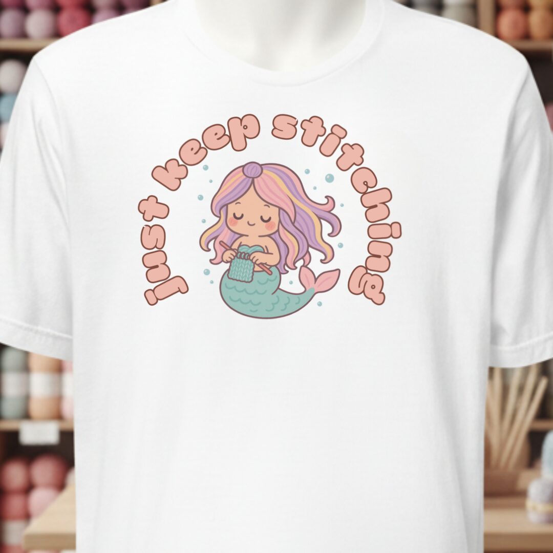 Just Keep Stitching Mermaid T-Shirt White t-shirt