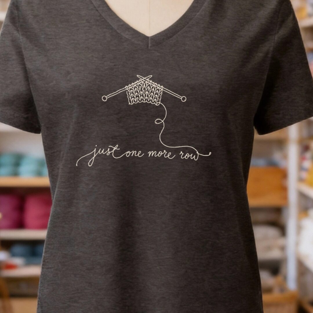 Just One More Row V-Neck T-Shirt Dark Grey t-shirt