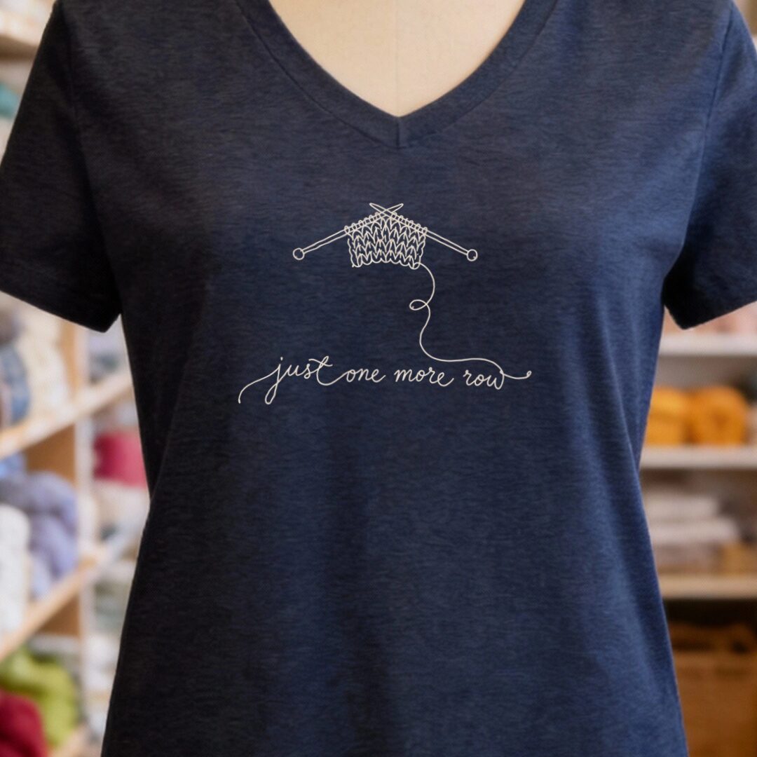 Just One More Row V-Neck T-Shirt Navy t-shirt