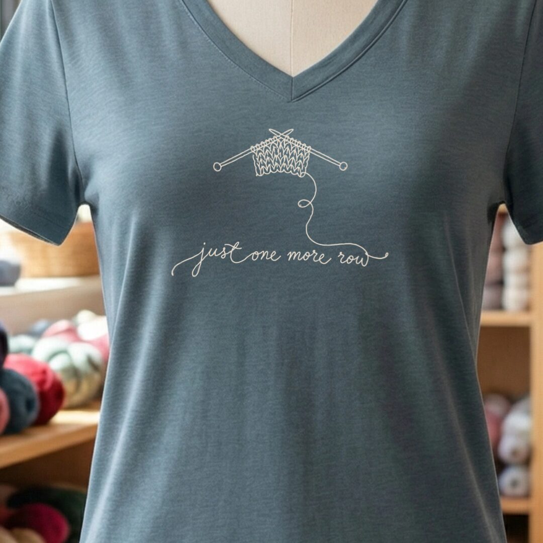 Just One More Row V-Neck T-Shirt Slate t-shirt