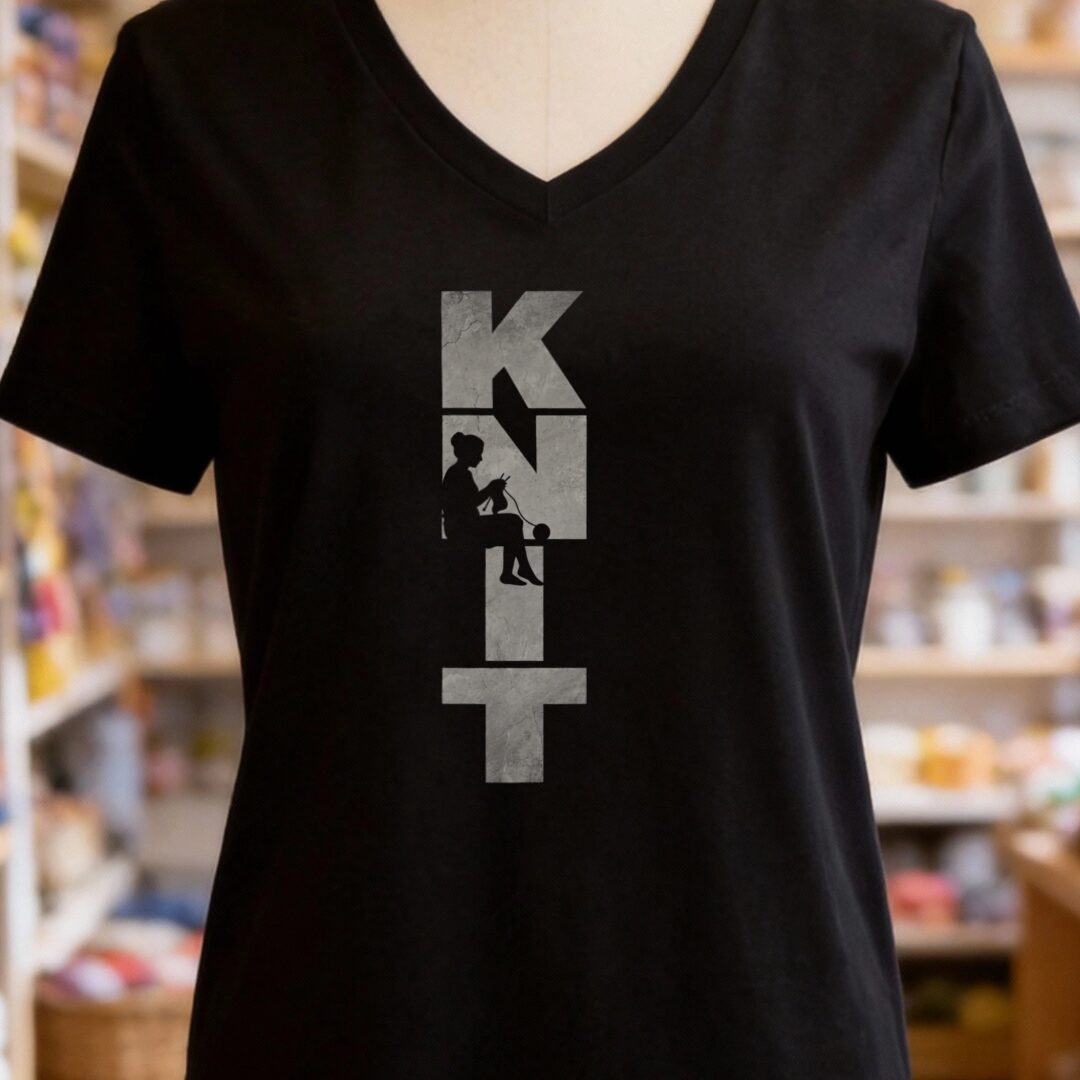 KNIT V-Neck T-Shirt Black t-shirt