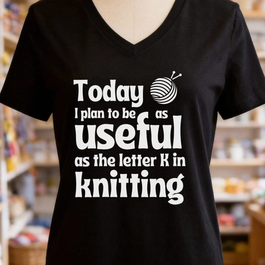 K in Knitting V-Neck T-Shirt Black t-shirt
