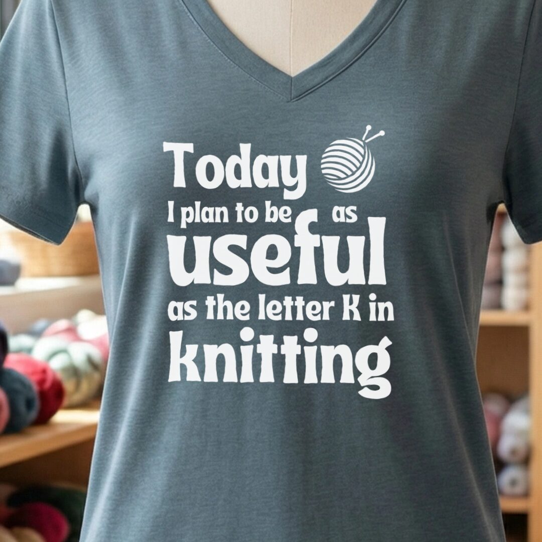 K in Knitting V-Neck T-Shirt Slate t-shirt