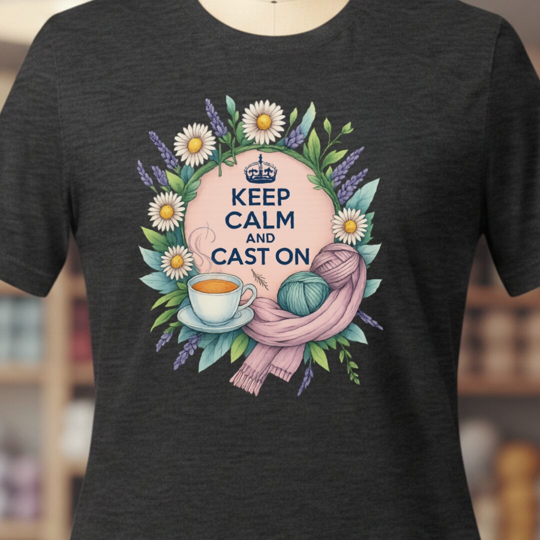 Keep Calm and Cast On T-Shirt Dark Grey t-shirt