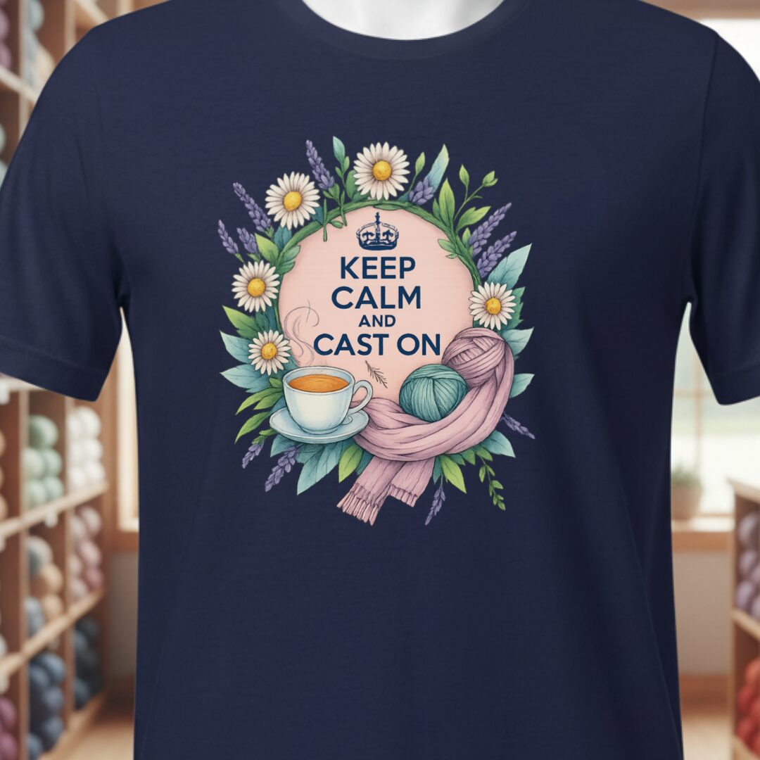 Keep Calm and Cast On T-Shirt Navy t-shirt