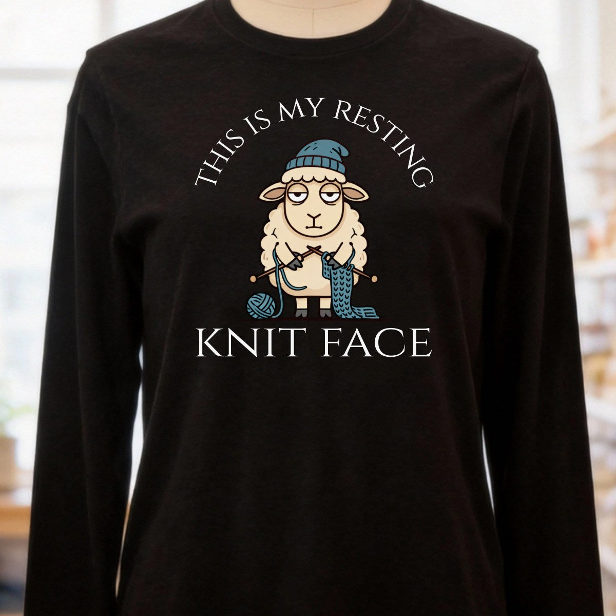 Knit Face Black Long Sleeve Tee.jpg