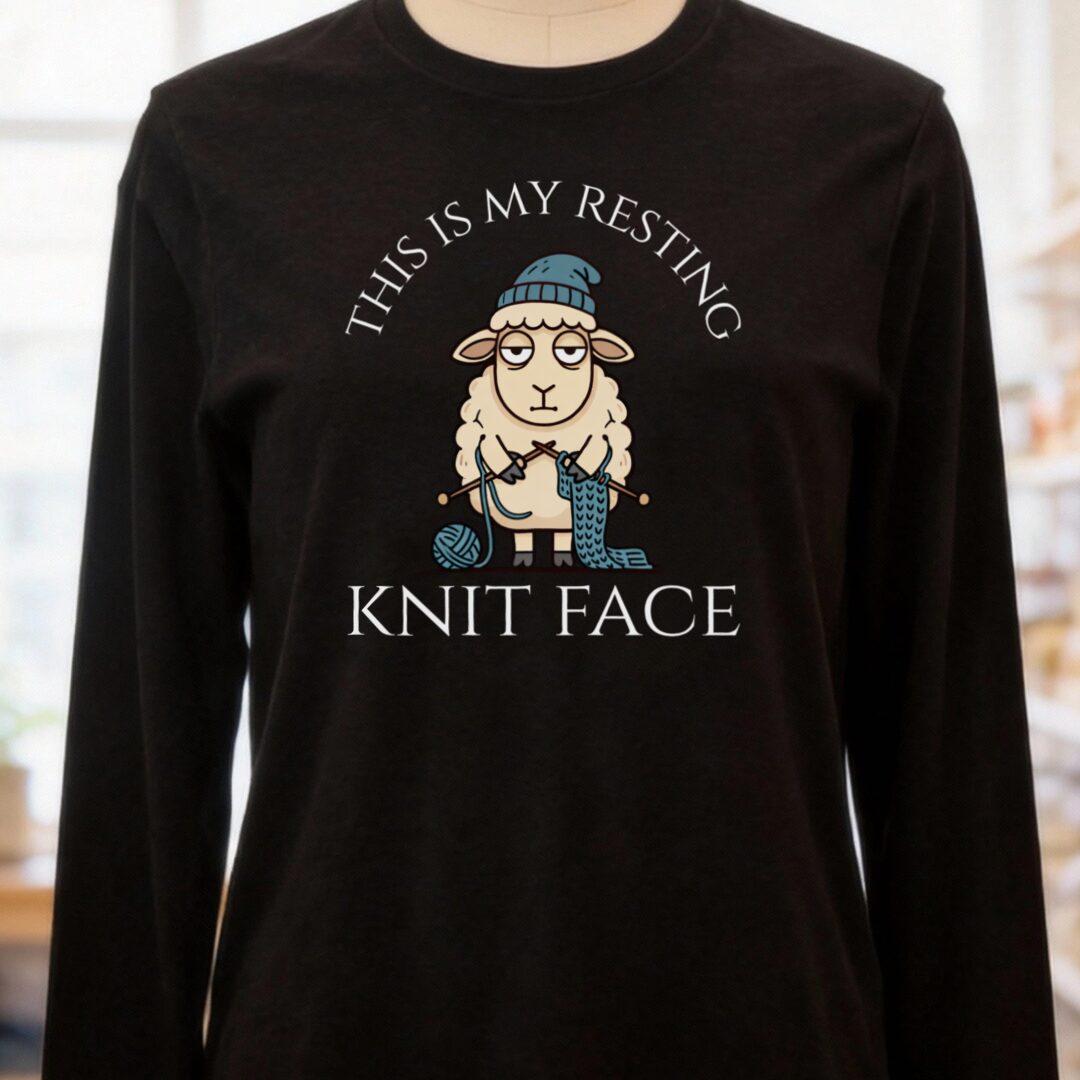Knit Face Long Sleeve Tee Black t-shirt