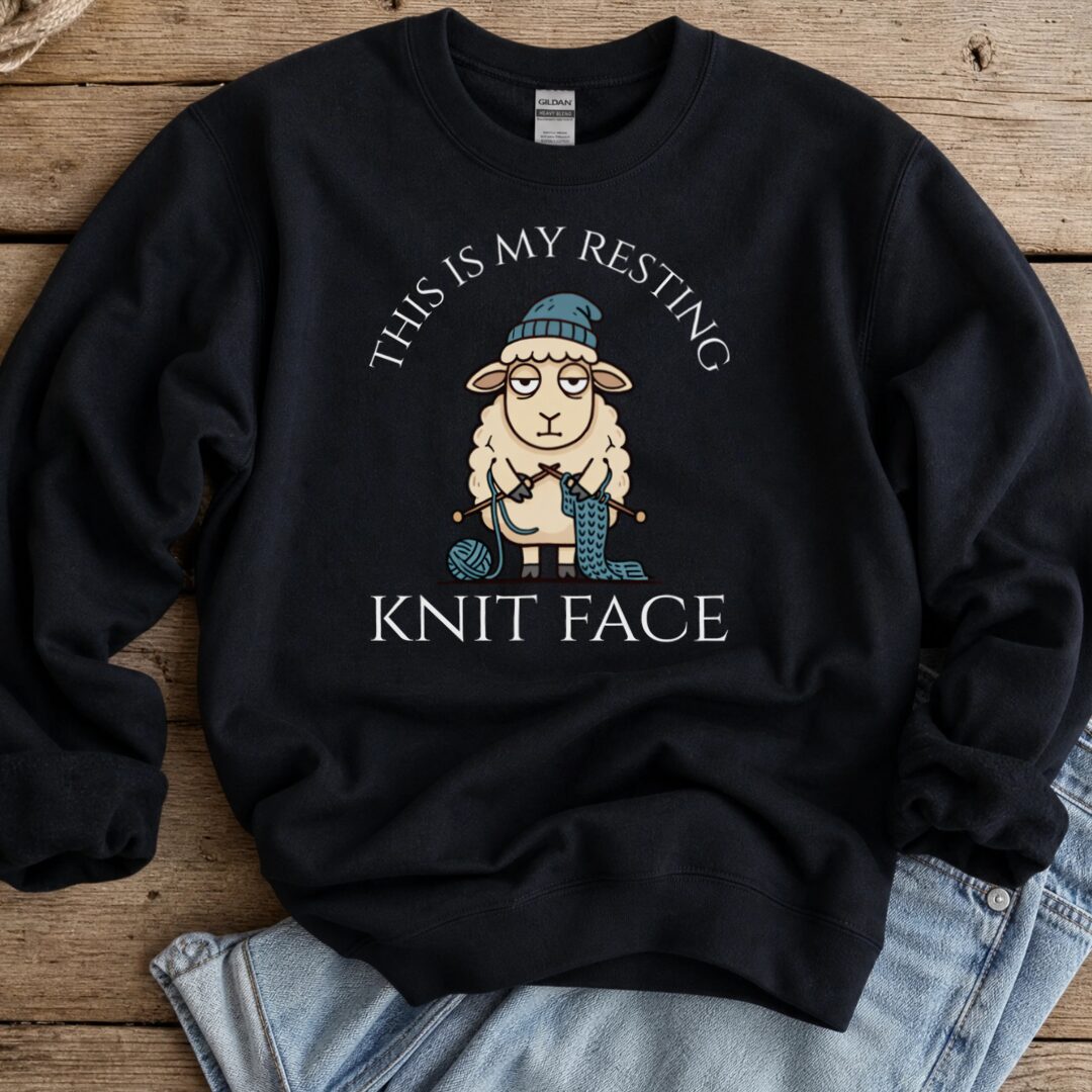 Knit Face Sweatshirt Black t-shirt