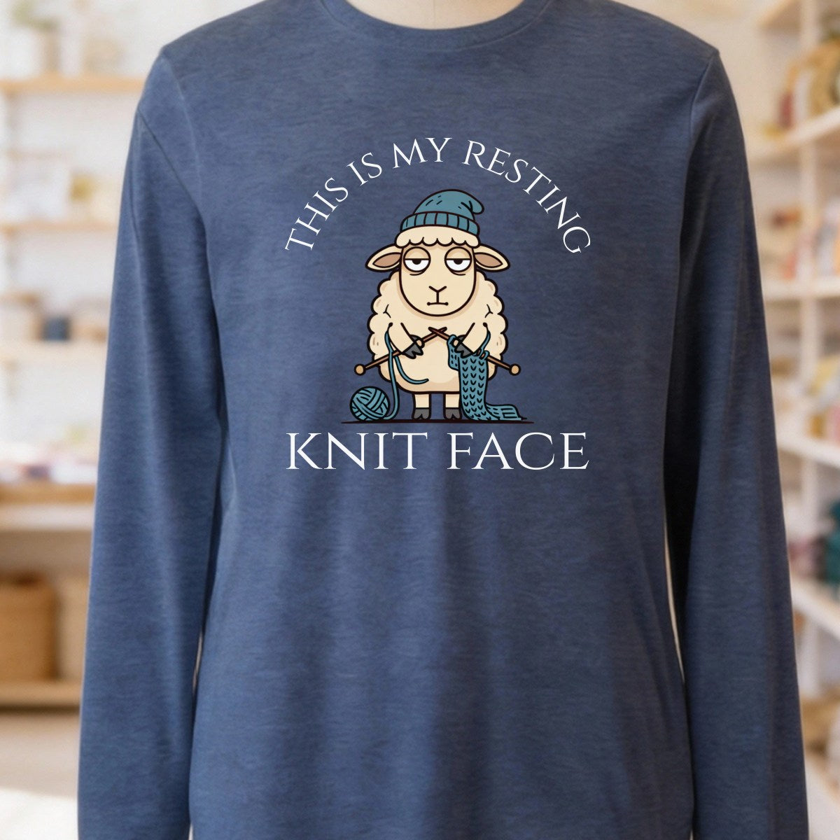 Knit Face Heather Navy Long Sleeve Tee.jpg