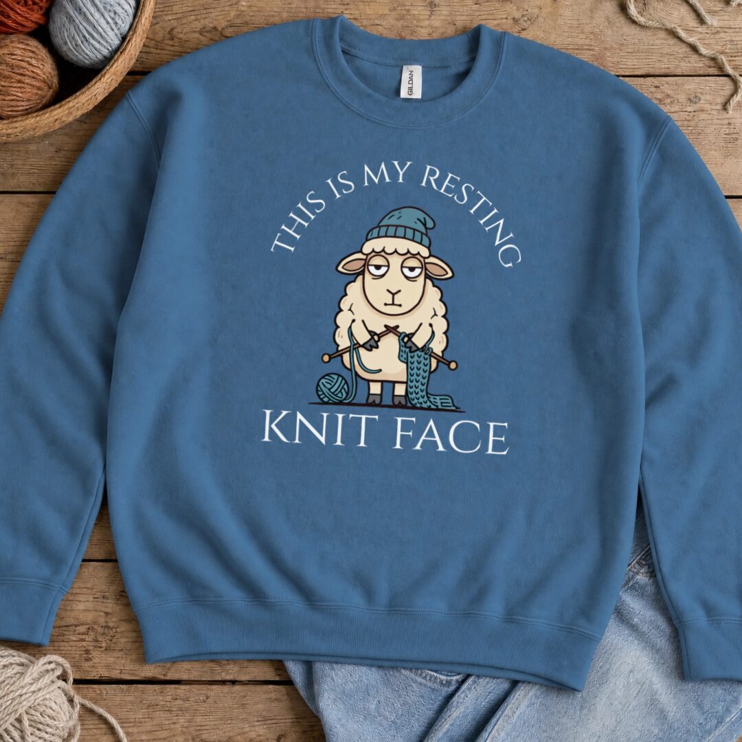 Knit Face Sweatshirt Indigo Blue t-shirt