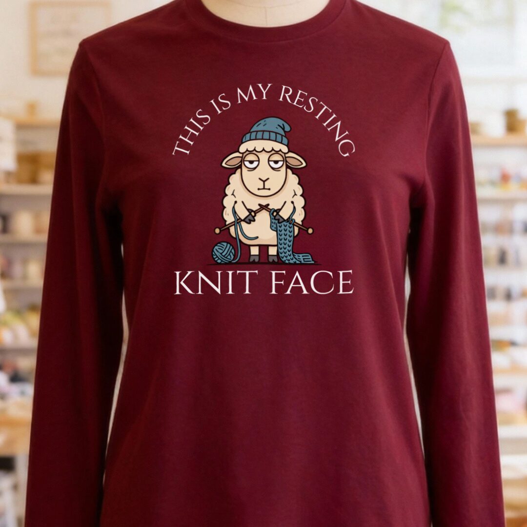 Knit Face Long Sleeve Tee Maroon t-shirt