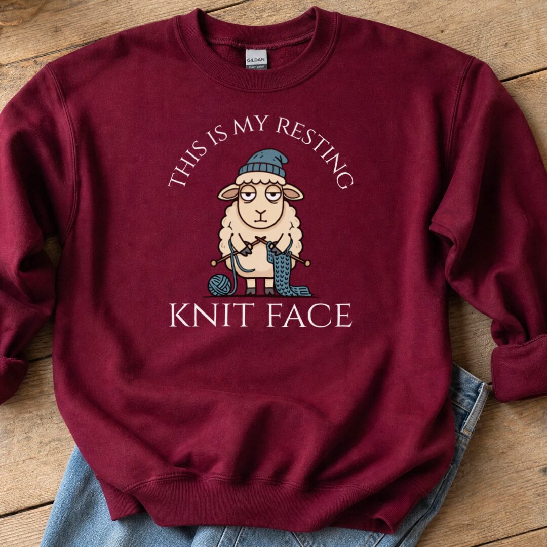 Knit Face Sweatshirt Maroon t-shirt