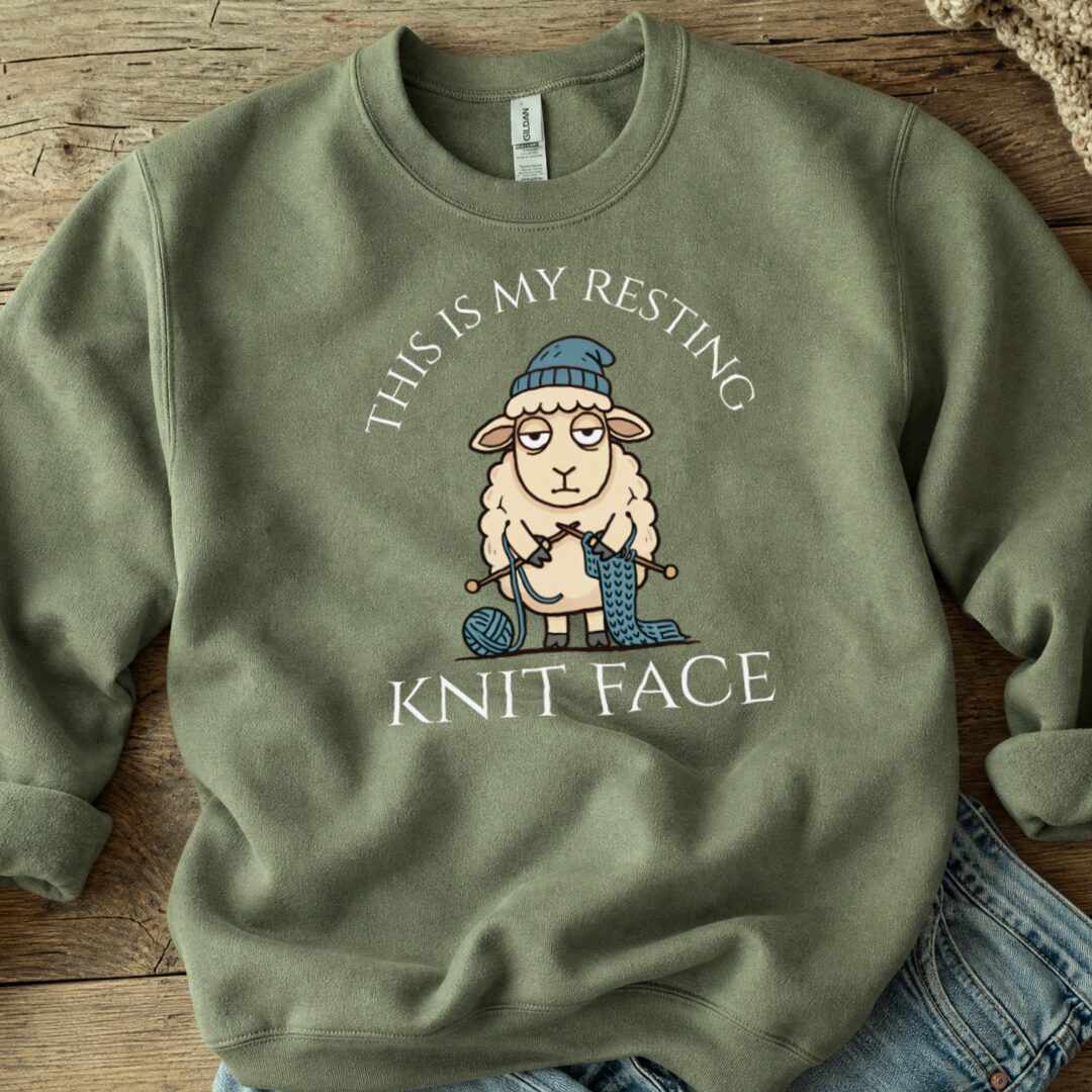 Knit Face Sweatshirt Military Green t-shirt
