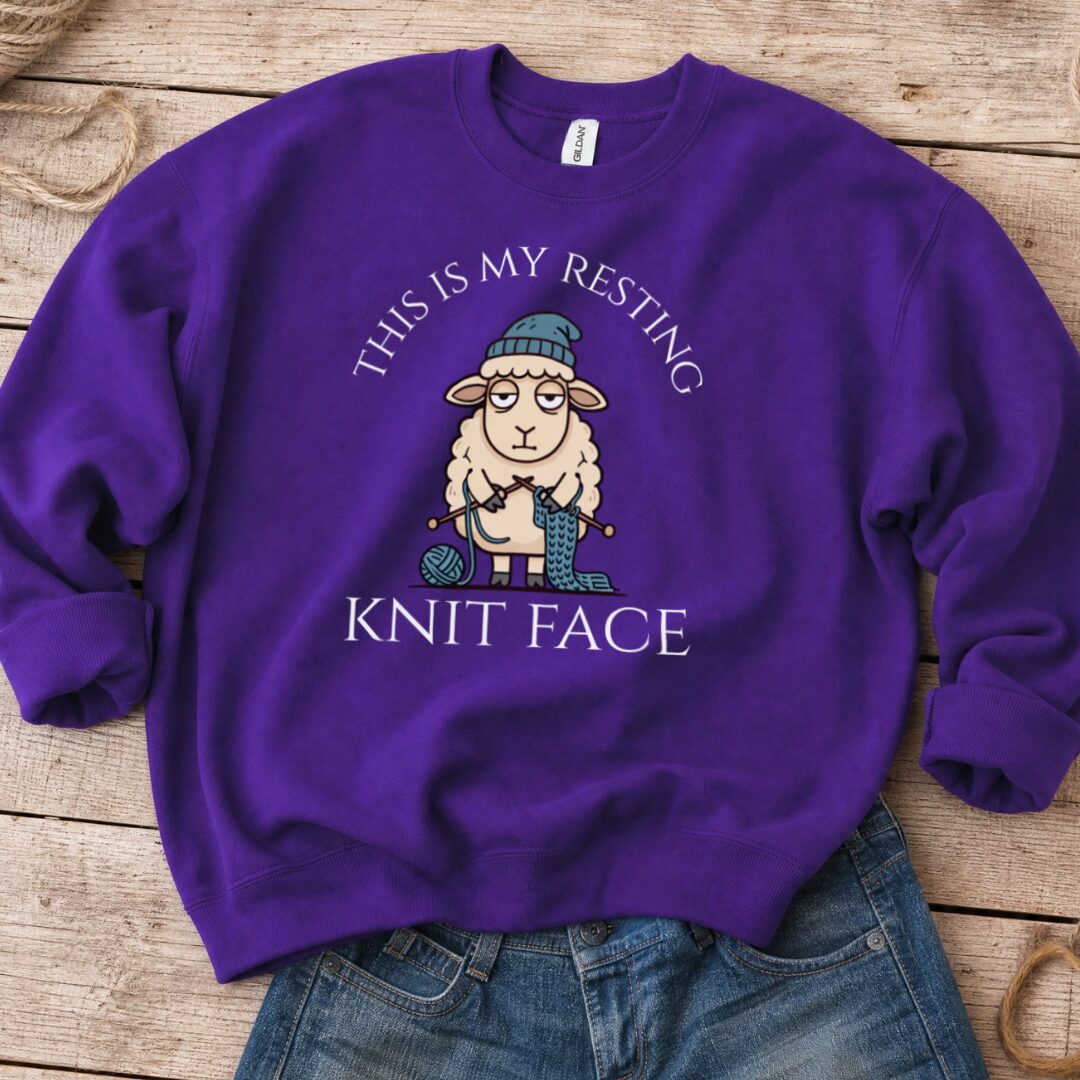 Knit Face Sweatshirt Purple t-shirt