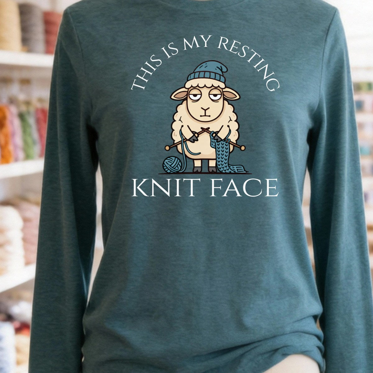 Knit Face Teal Long Sleeve Tee.jpg