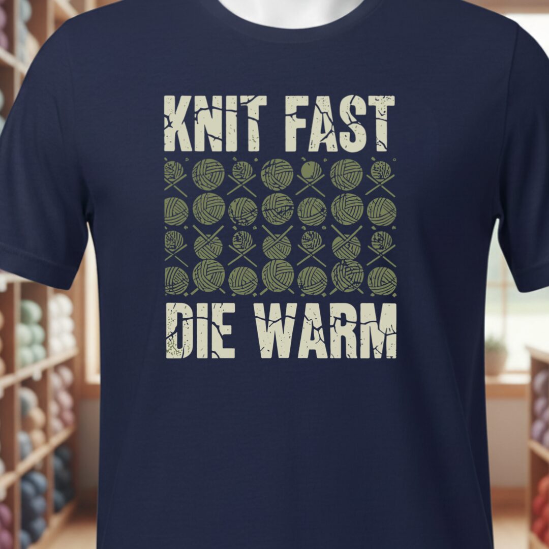 Knit Fast Die Warm T-Shirt Navy t-shirt