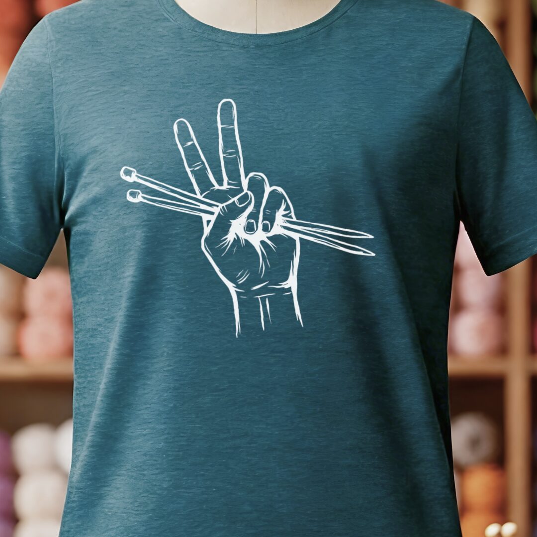 Knit For Peace T-Shirt Teal Blue t-shirt