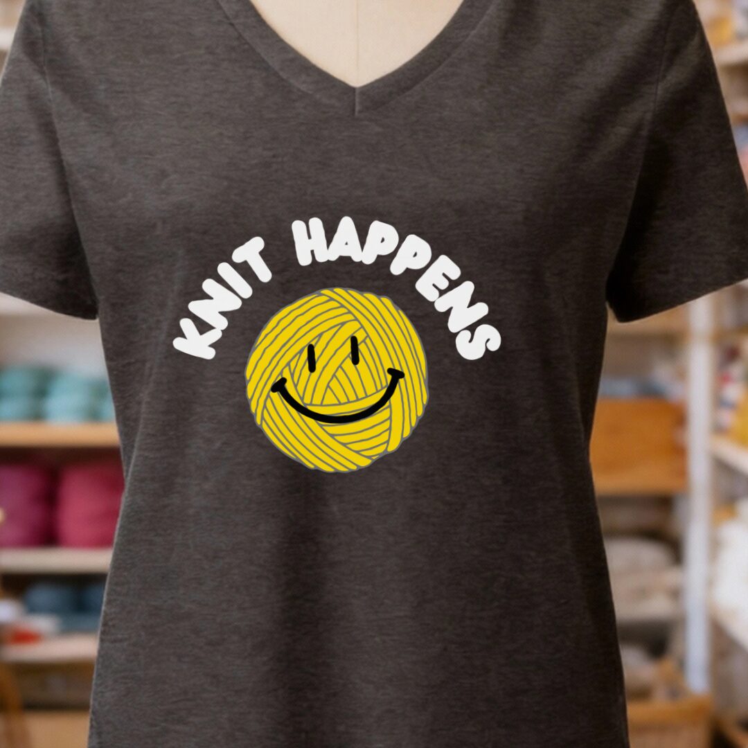 Knit Happens V-Neck T-Shirt Dark Grey t-shirt