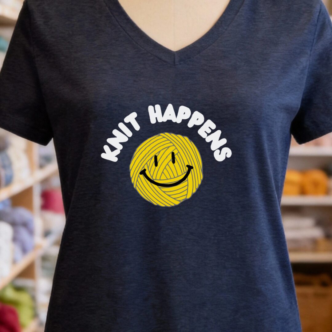 Knit Happens V-Neck T-Shirt Navy t-shirt