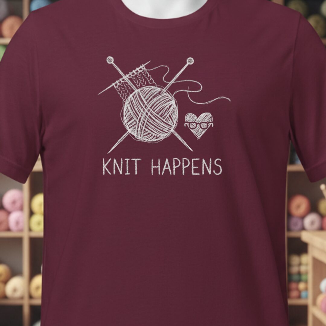Knit Happens Sketch T-Shirt Maroon t-shirt