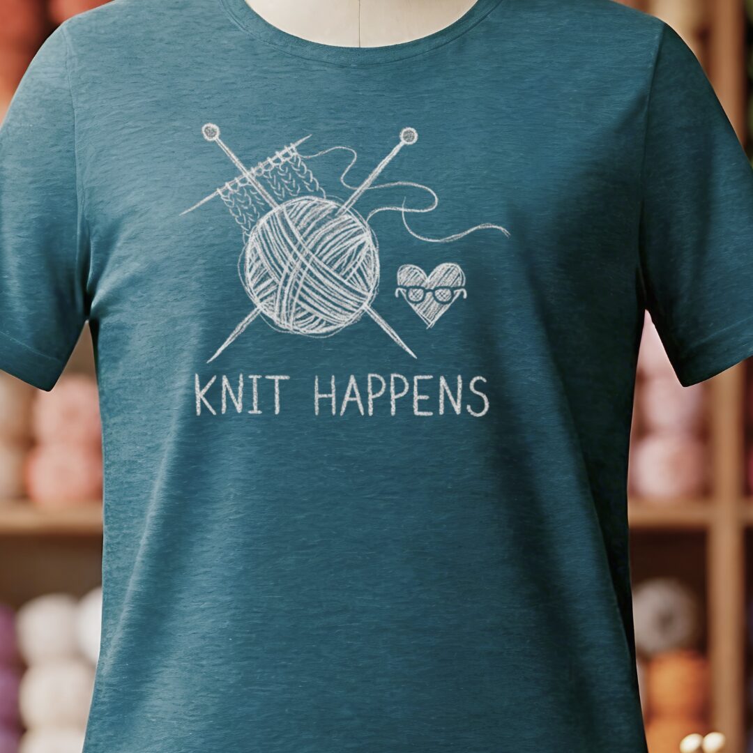 Knit Happens Sketch T-Shirt Teal Blue t-shirt