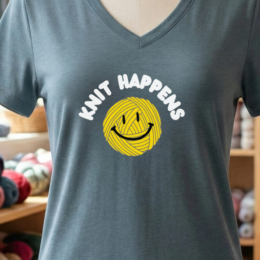 Knit Happens V-Neck T-Shirt Slate t-shirt