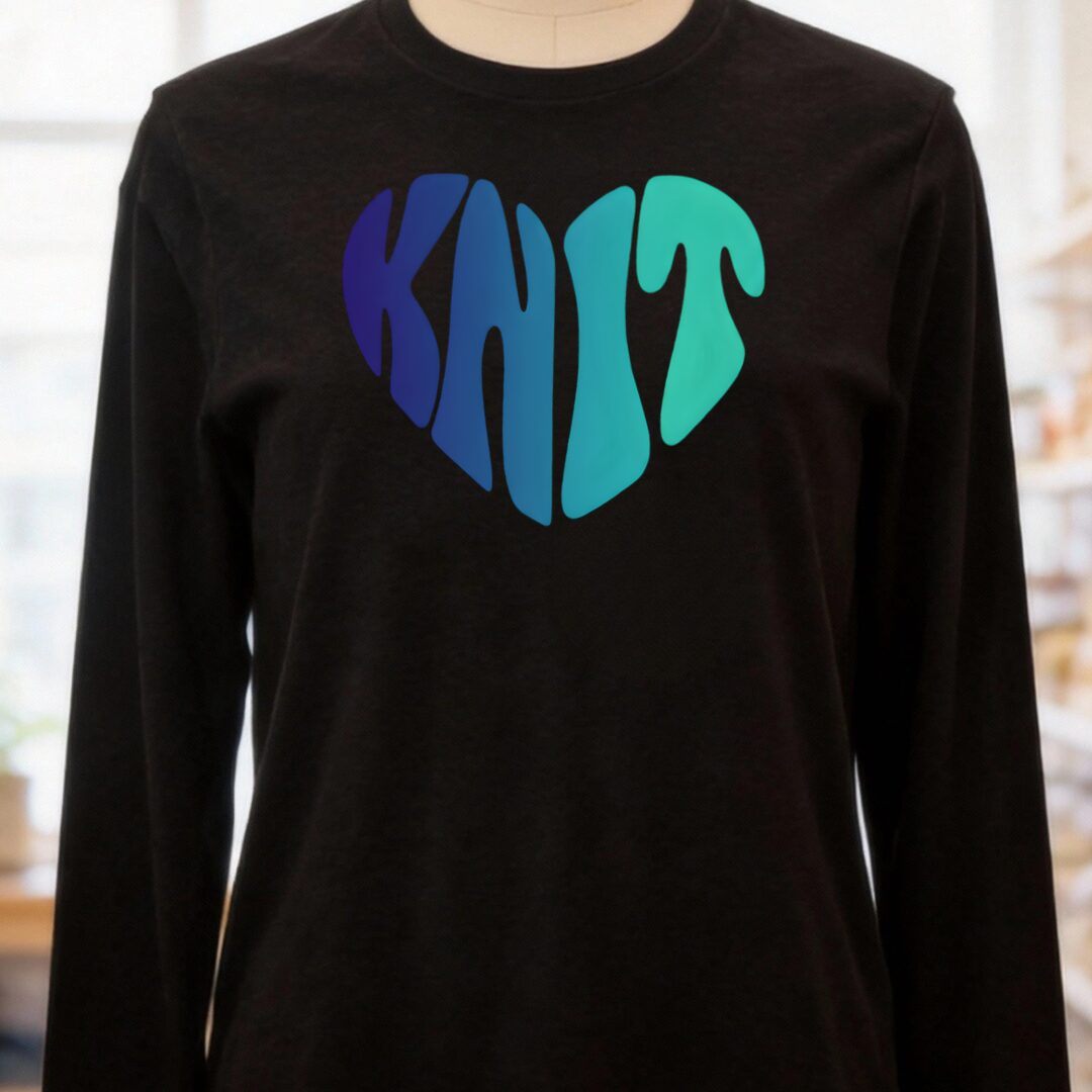 Knit Heart Blues Long Sleeve Tee Black Heather t-shirt